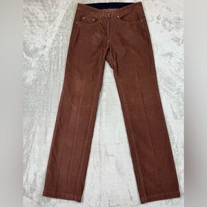 Faconnable Corduroy Pants Chocolate Brown Straight Leg Mid Rise Stretch Size 6